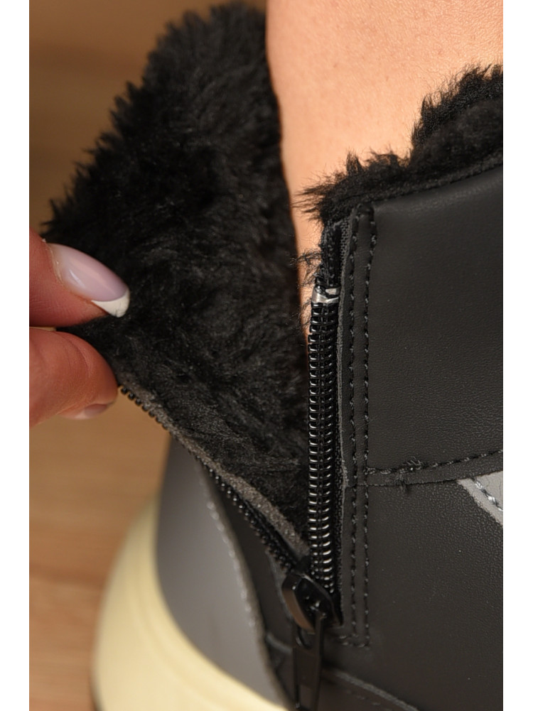 Кросівки зимові жіночі чорно-сірого кольору К960 209382C