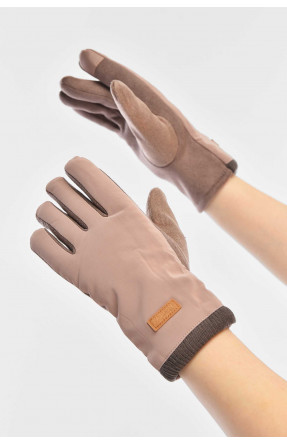 Перчатки женские на евромеху сенсорные бежевого цвета 204 209384C