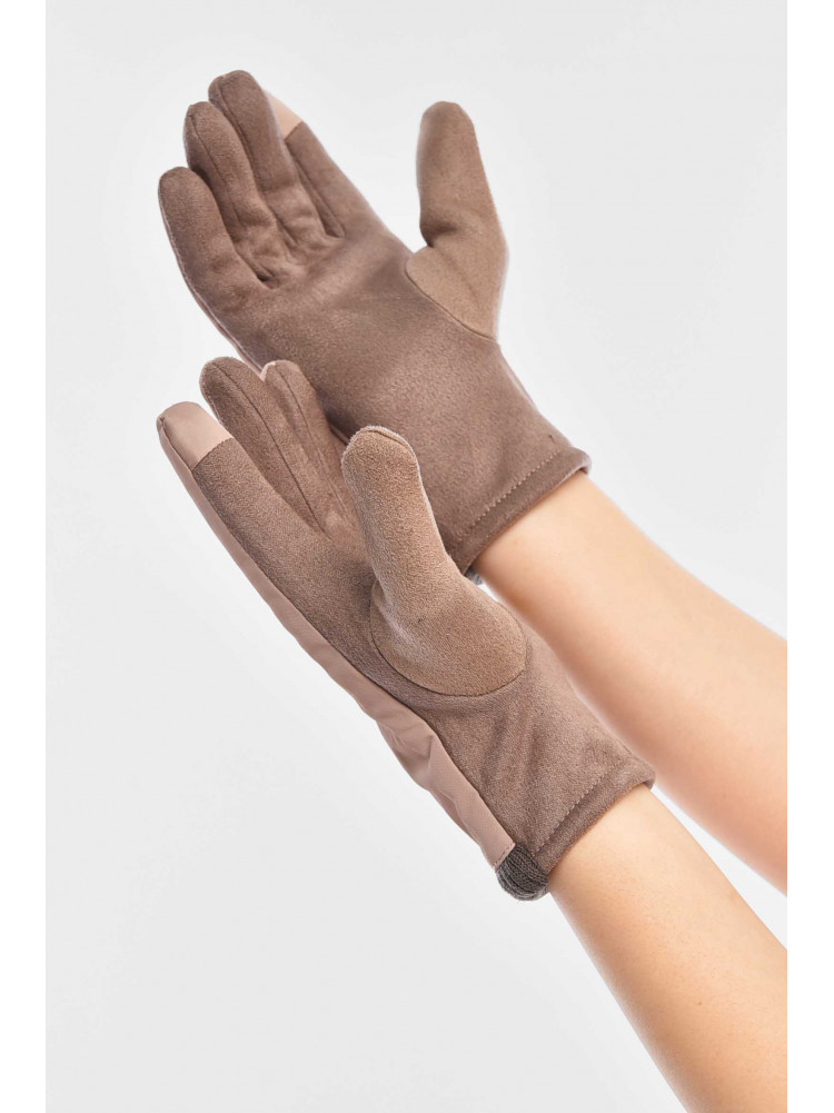 Перчатки женские на евромеху сенсорные бежевого цвета 204 209384C