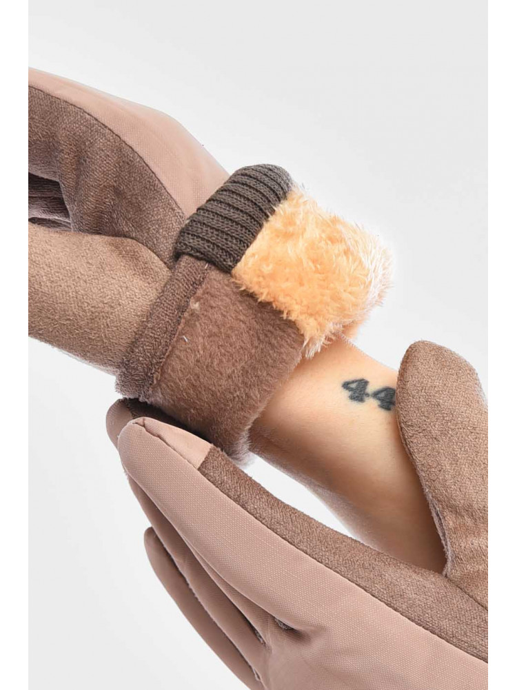 Перчатки женские на евромеху сенсорные бежевого цвета 204 209384C