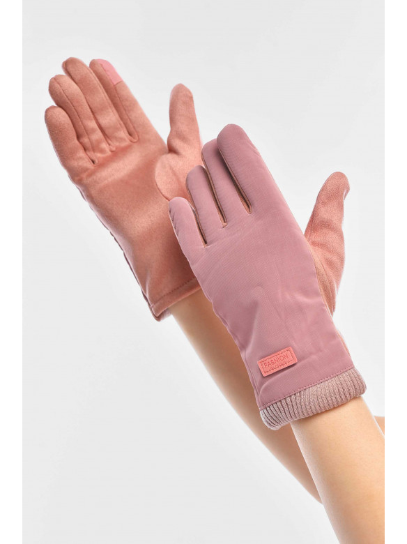 Перчатки женские на евромеху сенсорные розового цвета 204 209385C