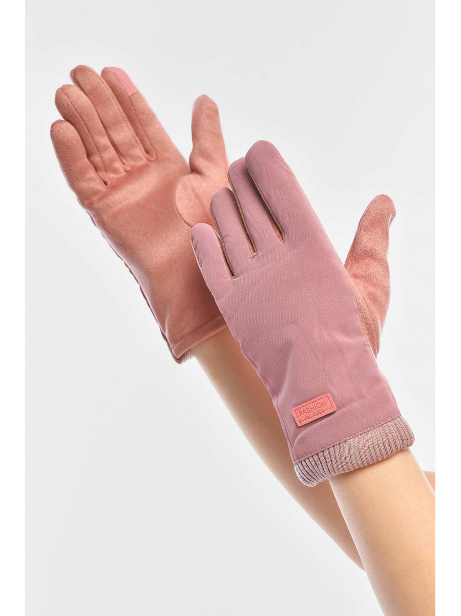 Перчатки женские на евромеху сенсорные розового цвета 204 209385C