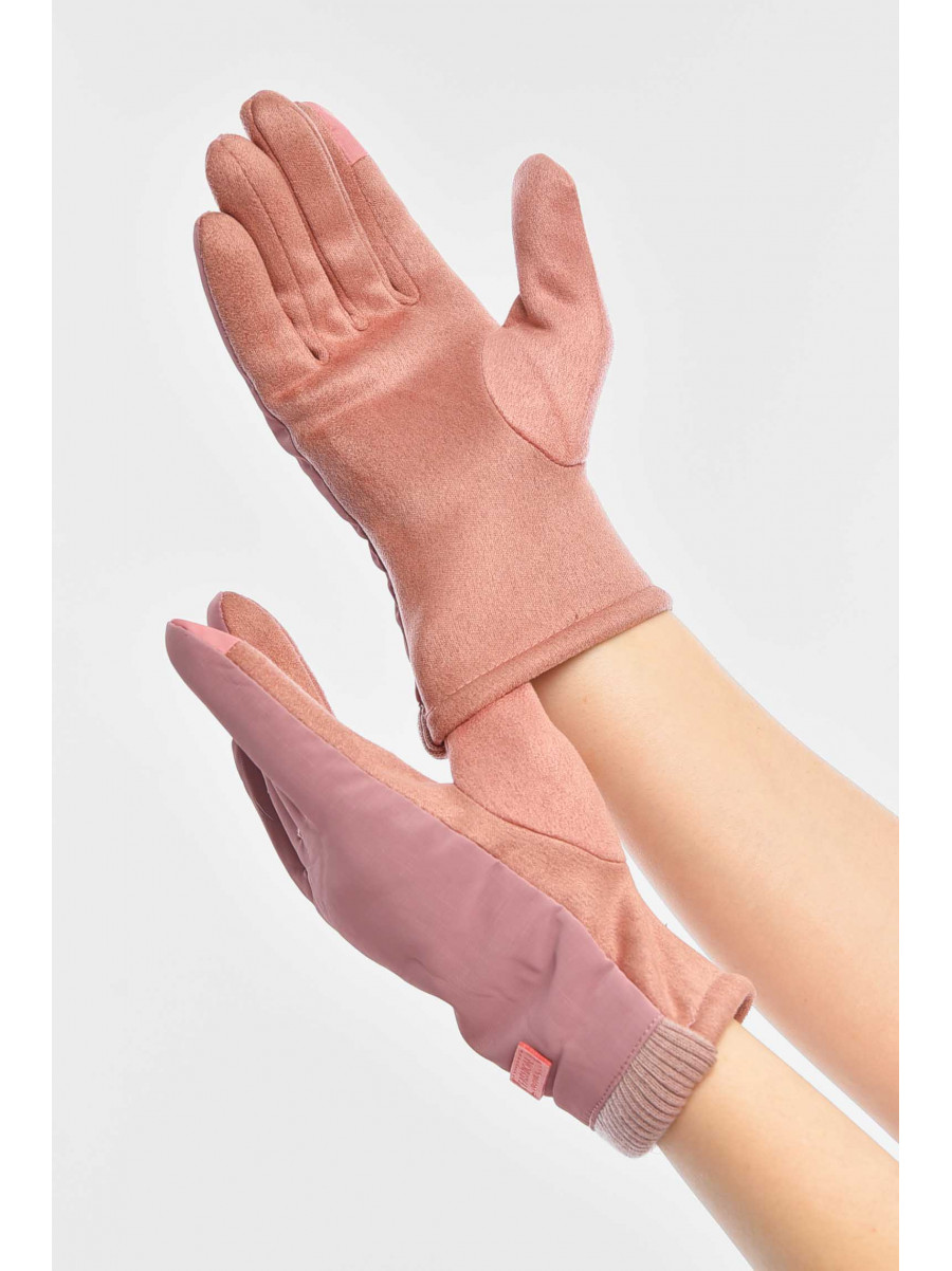 Перчатки женские на евромеху сенсорные розового цвета 204 209385C