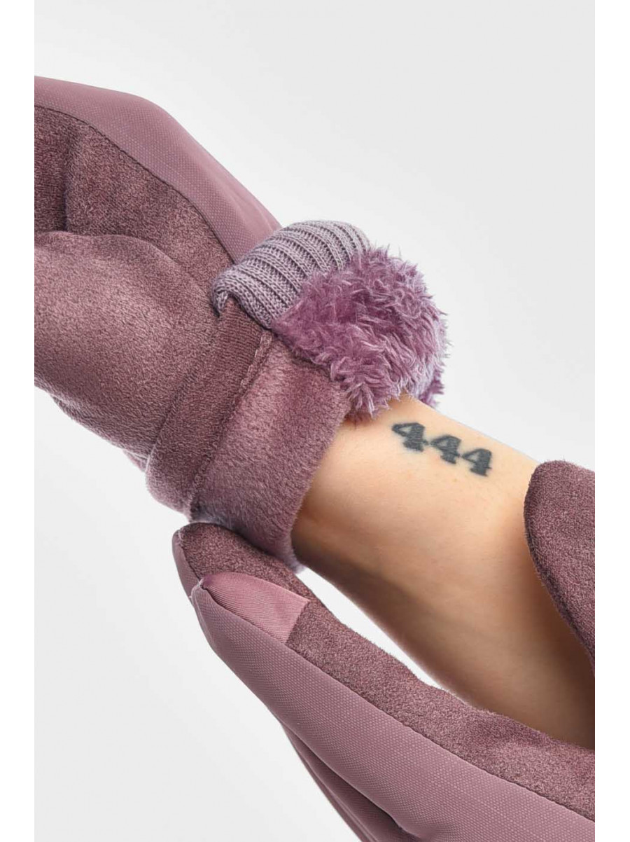 Перчатки женские на евромеху сенсорные темно-розового цвета 204 209386C