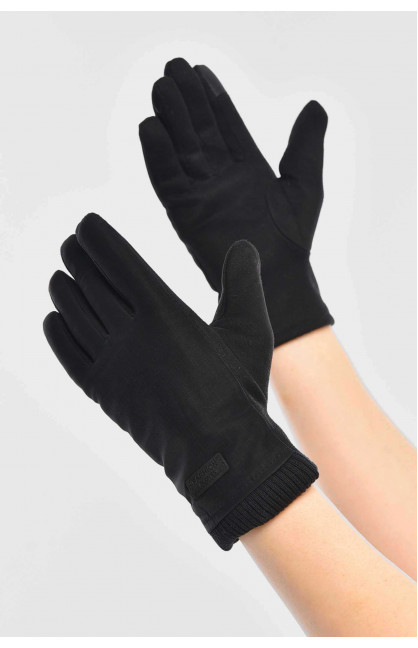 Перчатки женские на евромеху сенсорные черного цвета 204 209388C