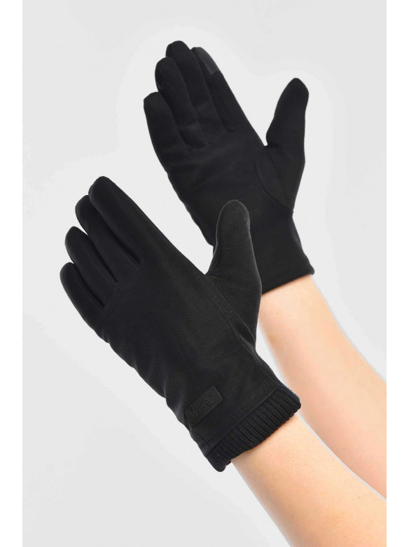 Перчатки женские на евромеху сенсорные черного цвета 204 209388C