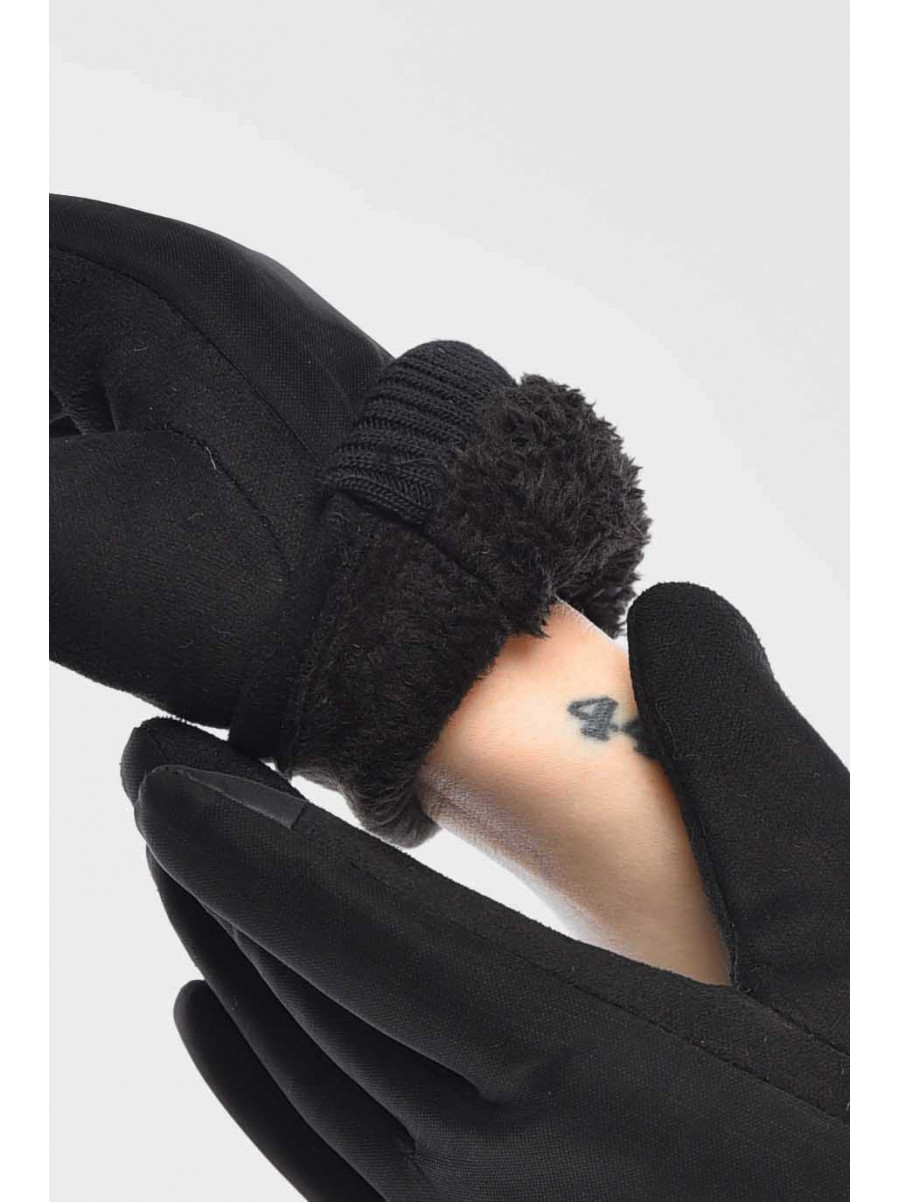 Перчатки женские на евромеху сенсорные черного цвета 204 209388C