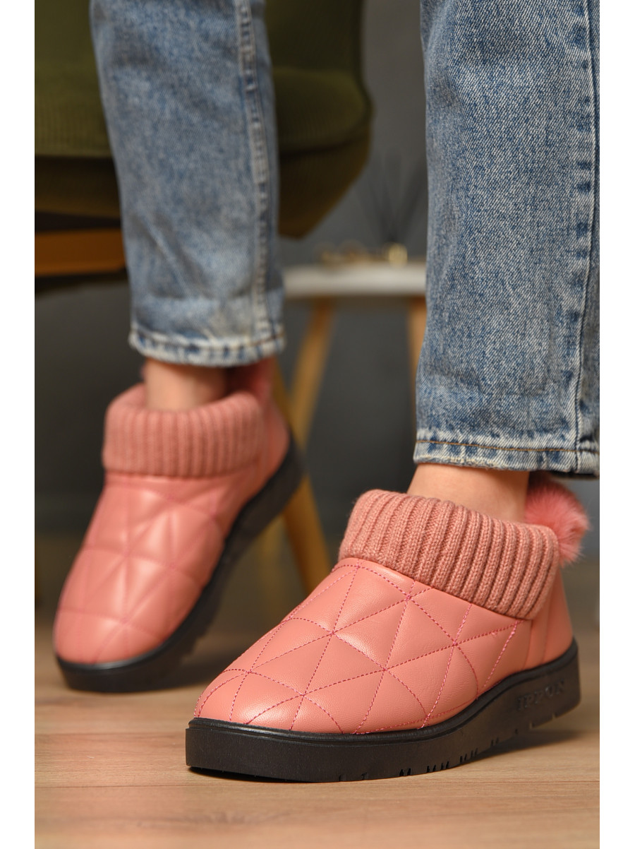 Тапочки домашние женские на меху пудрового цвета 7518-6 209397C