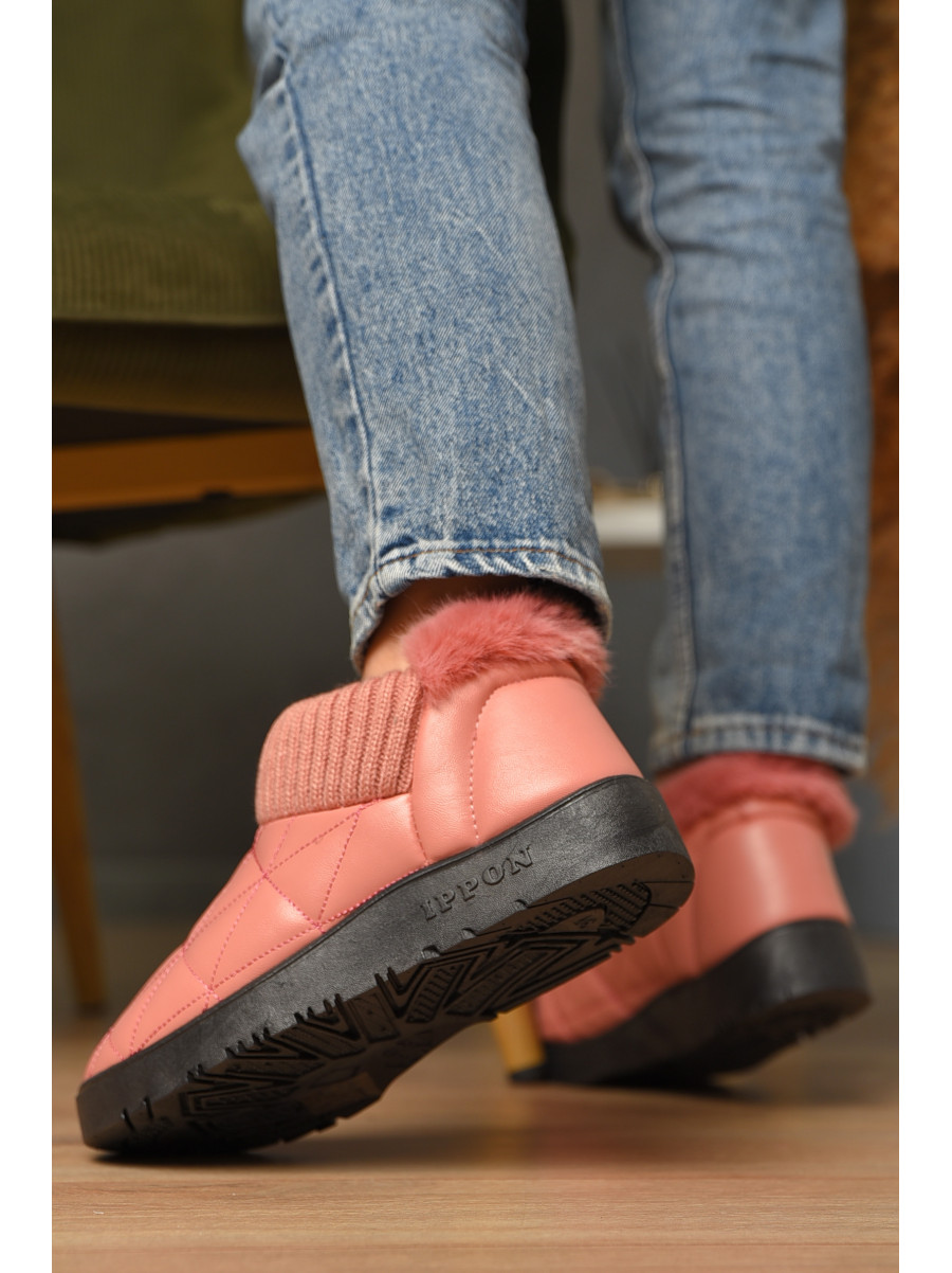 Тапочки домашние женские на меху пудрового цвета 7518-6 209397C