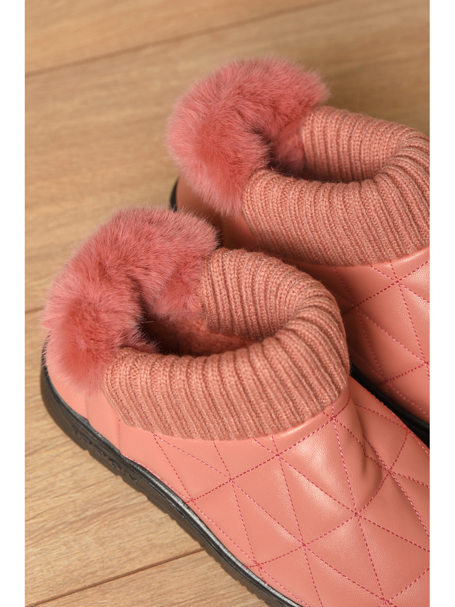 Тапочки домашние женские на меху пудрового цвета 7518-6 209397C
