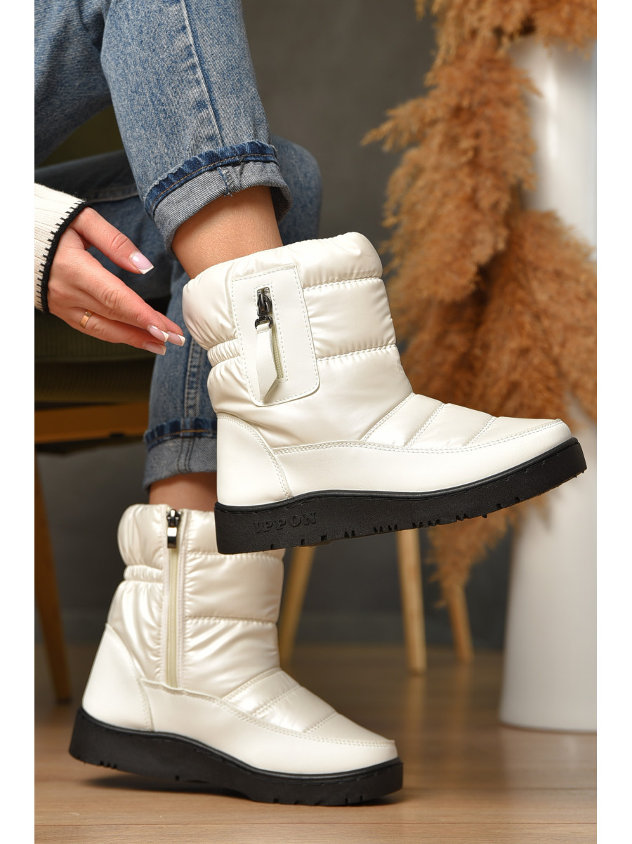 Дутики женские на меху белого цвета м5-5 209398C