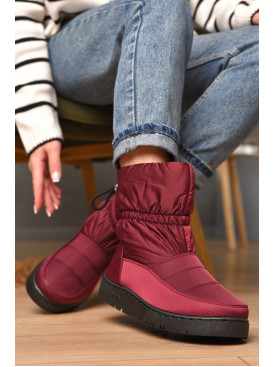 Дутики жіночі на хутрі бордового кольору м2-19 209401C