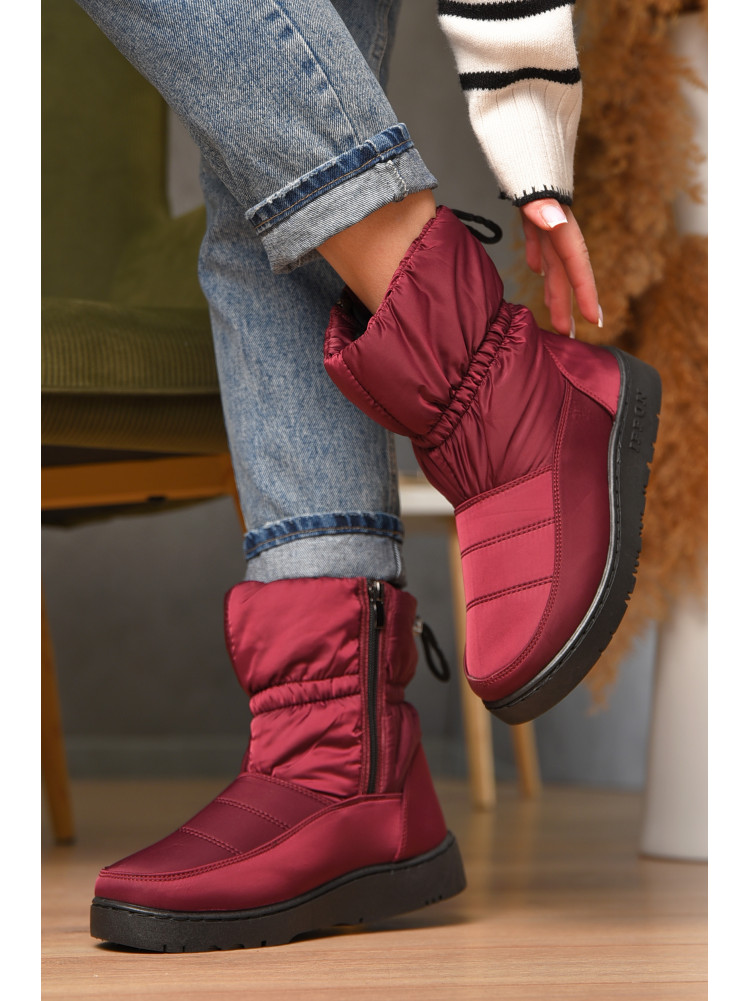 Дутики женские на меху бордового цвета м2-19 209401C