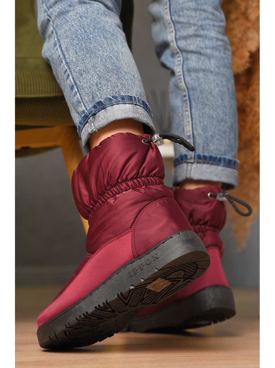 Дутики женские на меху бордового цвета м2-19 209401C