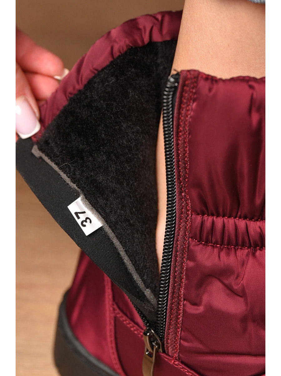 Дутики женские на меху бордового цвета м2-19 209401C
