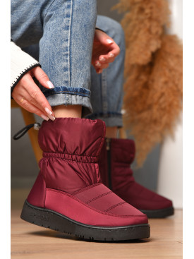 Дутики женские на меху бордового цвета Уценка м2-19 209402C
