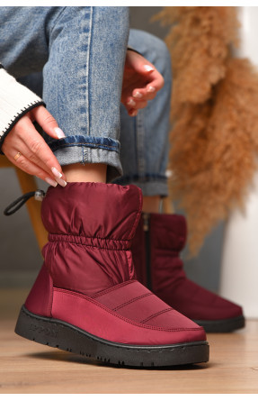 Дутики жіночі на хутрі бордового кольору Уцінка м2-19 209402C