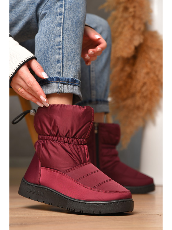 Дутики жіночі на хутрі бордового кольору Уцінка м2-19 209402C
