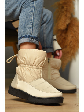 Дутики женские на меху бежевого цвета Уценка м2-4 209403C