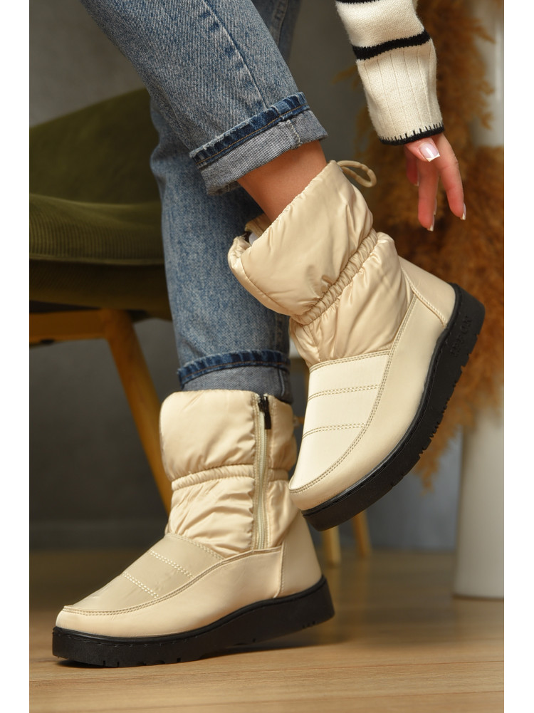 Дутики жіночі на хутрі бежевого кольору Уцінка м2-4 209403C