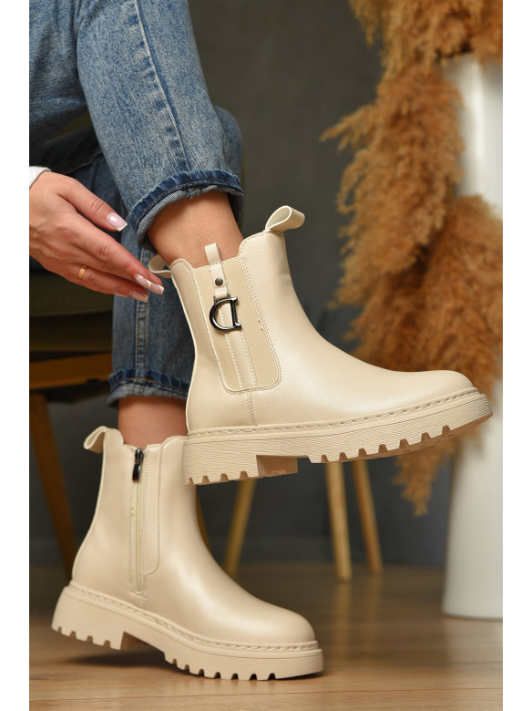 Ботинки женские демисезонные бежевого цвета 025-14 209410C