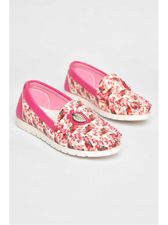 Балетки дитячі для дівчинки біло-рожевого кольору 1738-5 209414C