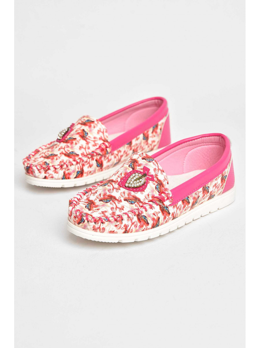 Балетки дитячі для дівчинки біло-рожевого кольору 1738-5 209414C