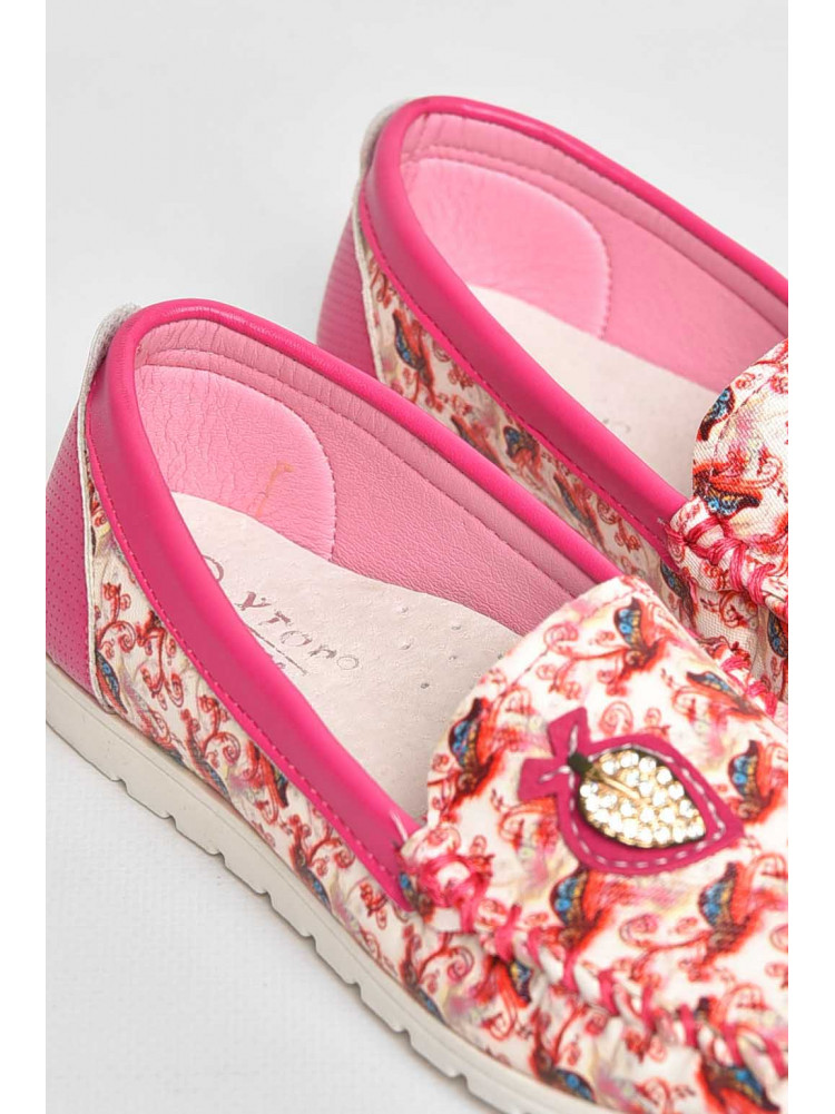 Балетки дитячі для дівчинки біло-рожевого кольору 1738-5 209414C