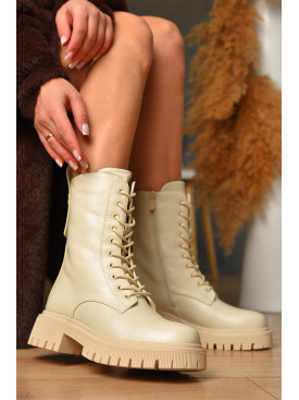 Ботинки женские зимние светло-бежевого цвета В1526-1 209421C