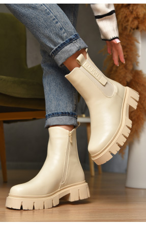 Ботинки женские зимние светло-бежевого цвета В3109-1 209423C