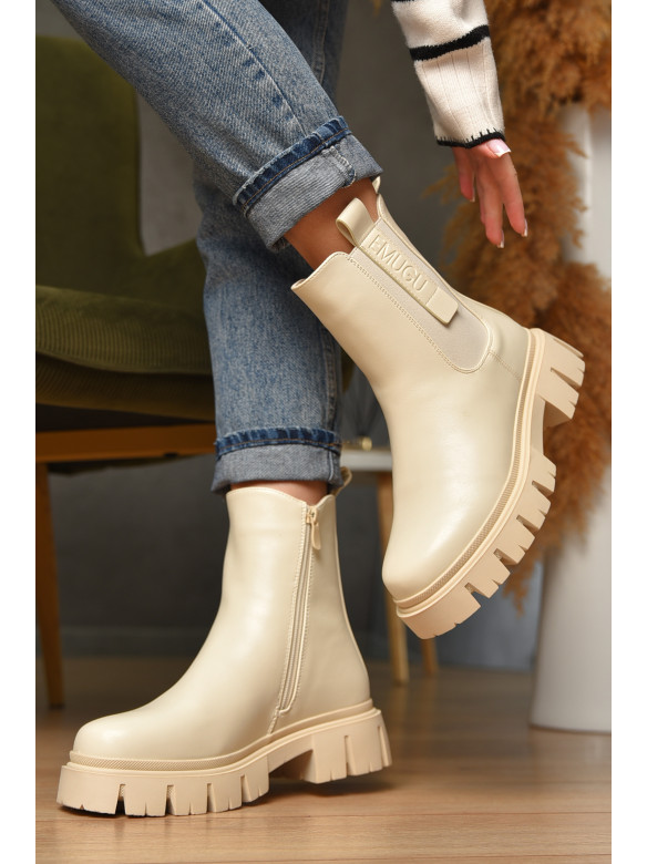 Ботинки женские зимние светло-бежевого цвета В3109-1 209423C