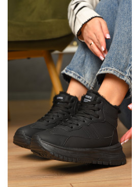 Кросівки жіночі чорного кольору на хутрі 2424-1 209424C