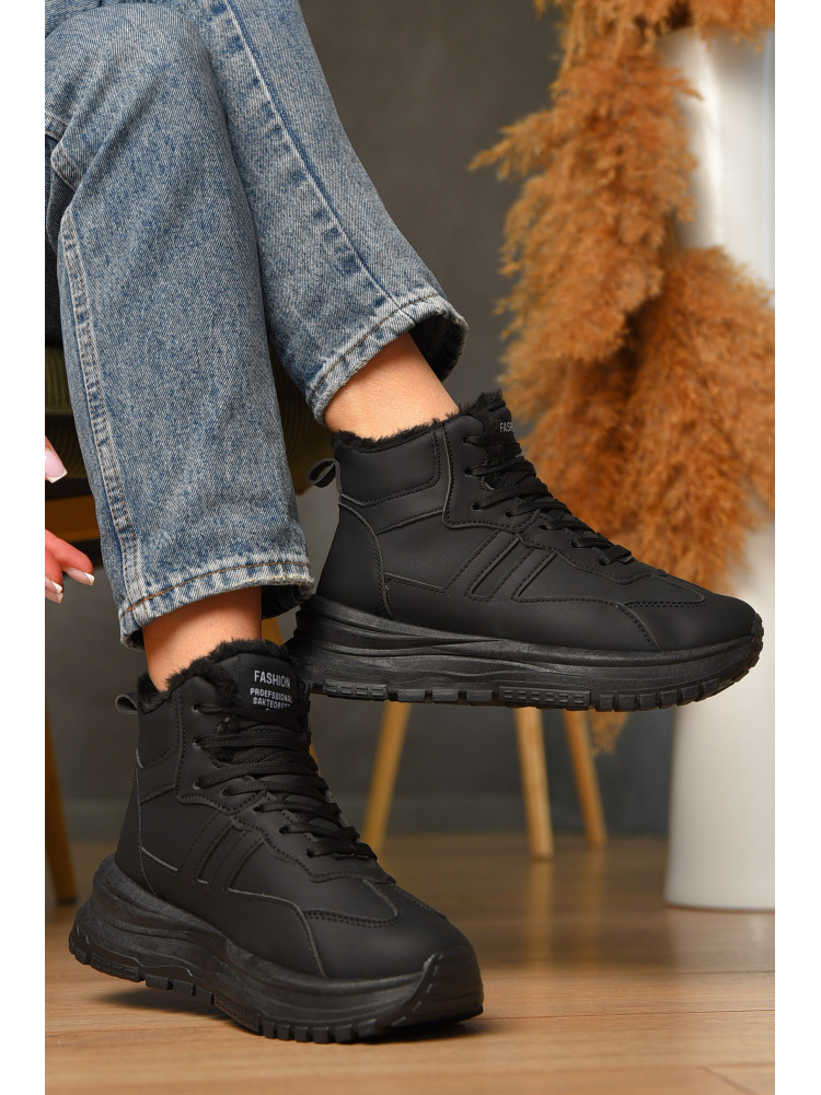 Кроссовки женские черного цвета на меху 2424-1 209424C