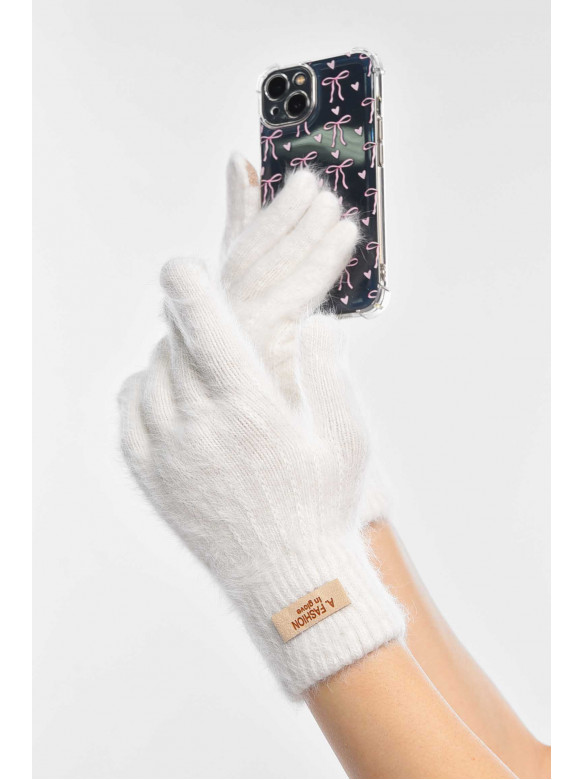 Перчатки женские сенсорные белого цвета 2401 209428C