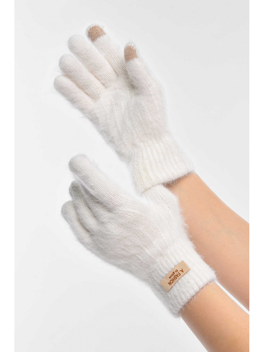 Перчатки женские сенсорные белого цвета 2401 209428C