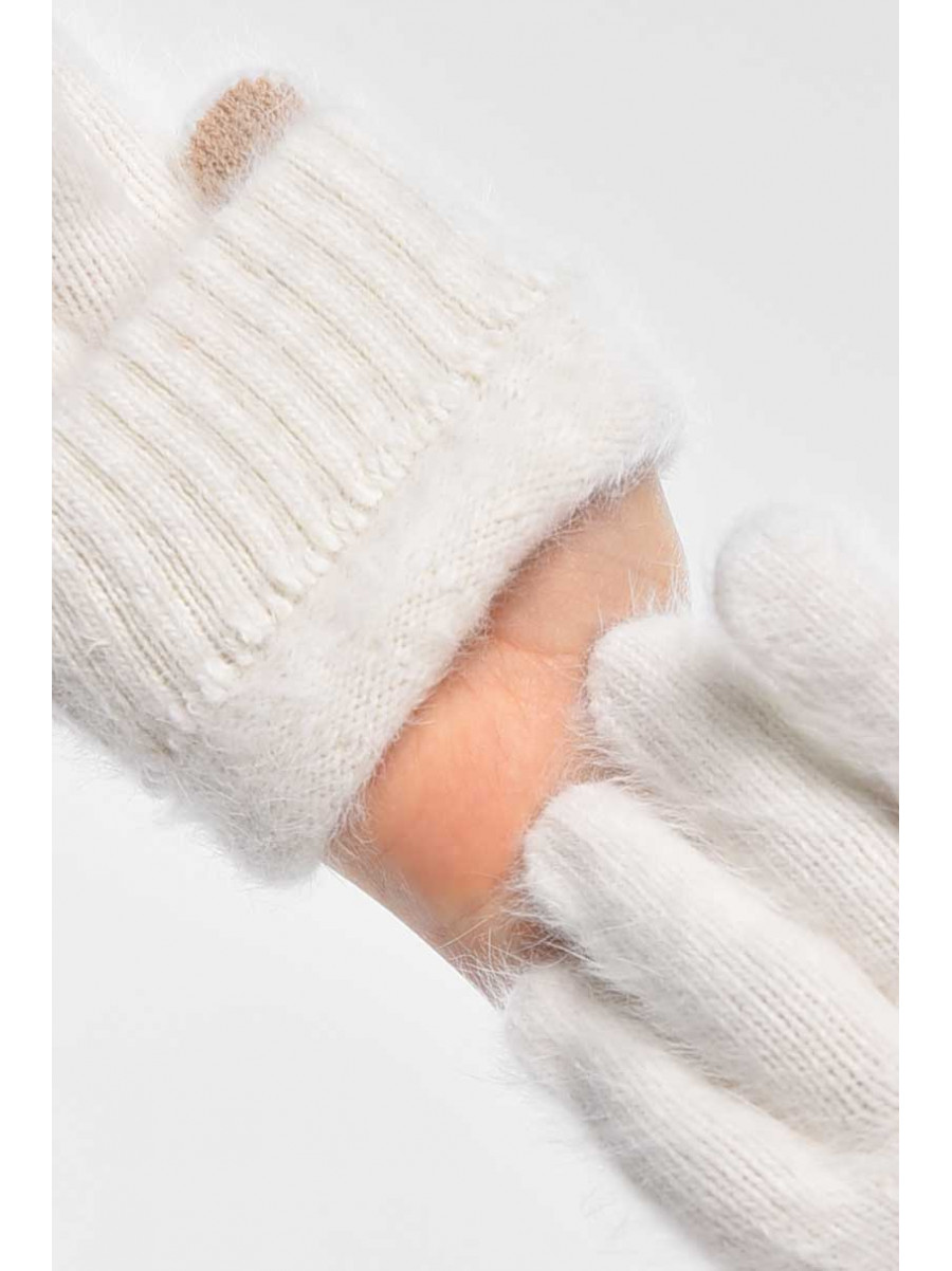 Перчатки женские сенсорные белого цвета 2401 209428C