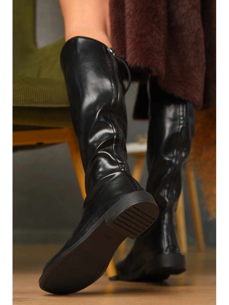 Сапоги женские демисезонные черного цвета на флисе 77-103-1 209433C