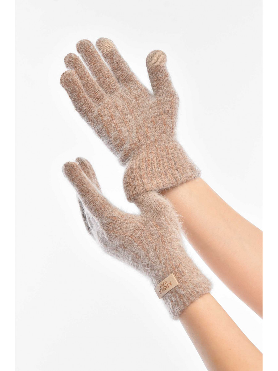 Перчатки женские сенсорные бежевого цвета 2401 209437C