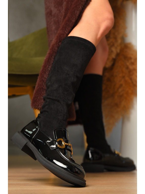 Сапоги женские демисезонные черного цвета на флисе 77-112 209438C