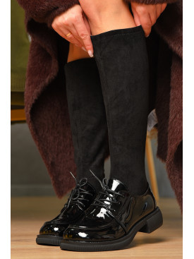 Чоботи жіночі демісезонні чорного кольору на флісі 77-111 209440C