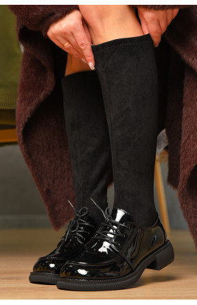 Сапоги женские демисезонные черного цвета на флисе 77-111 209440C