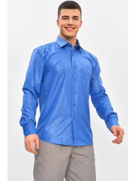 Рубашка мужская однотонная синего цвета M1083 209443C