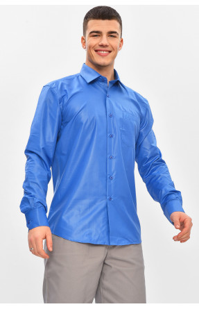 Рубашка мужская однотонная синего цвета M1083 209443C