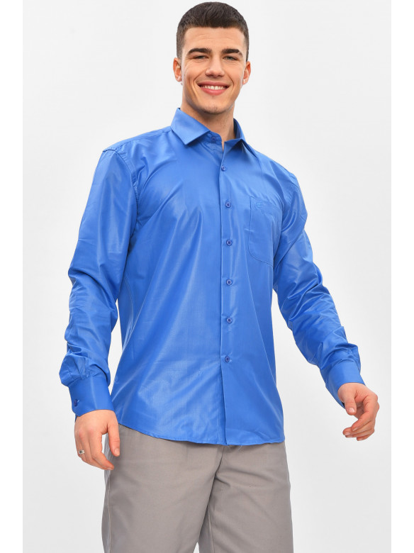 Рубашка мужская однотонная синего цвета M1083 209443C