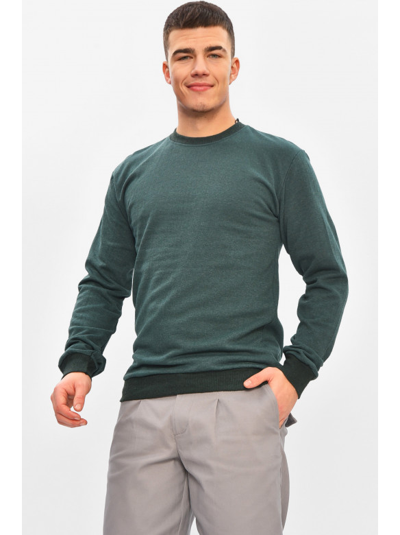 Світшот мужской однотонный на флисе темено-зеленог цвета 112 209450C