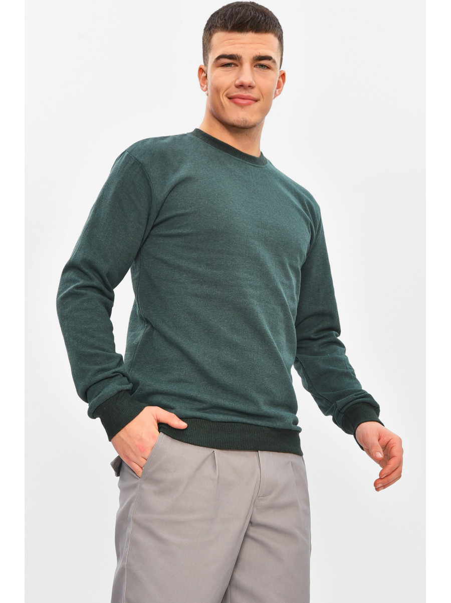 Світшот мужской однотонный на флисе темено-зеленог цвета 112 209450C