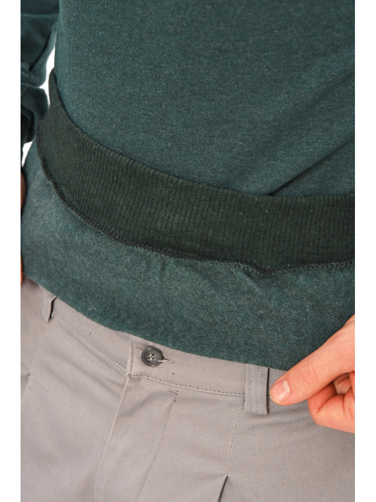 Світшот мужской однотонный на флисе темено-зеленог цвета 112 209450C