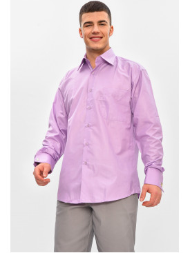 Рубашка мужская однотонная сиреневого цвета L0808 209458C Рубашка мужская однотонная сиреневого цвета L0808 209458C