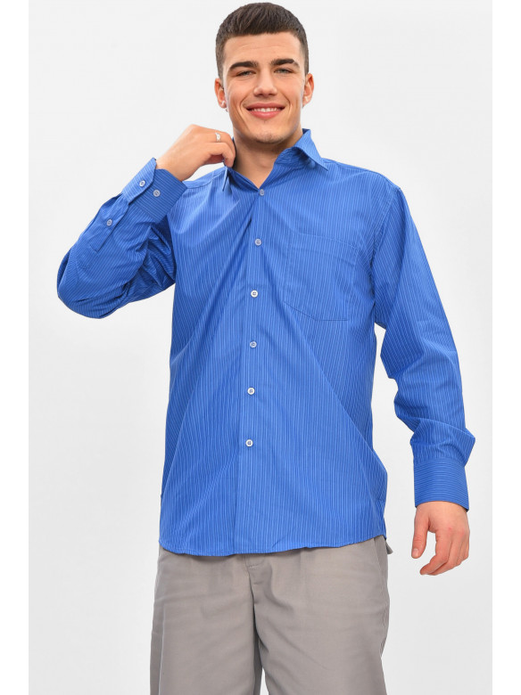 Рубашка мужская однотонная синего цвета BTT516 209467C