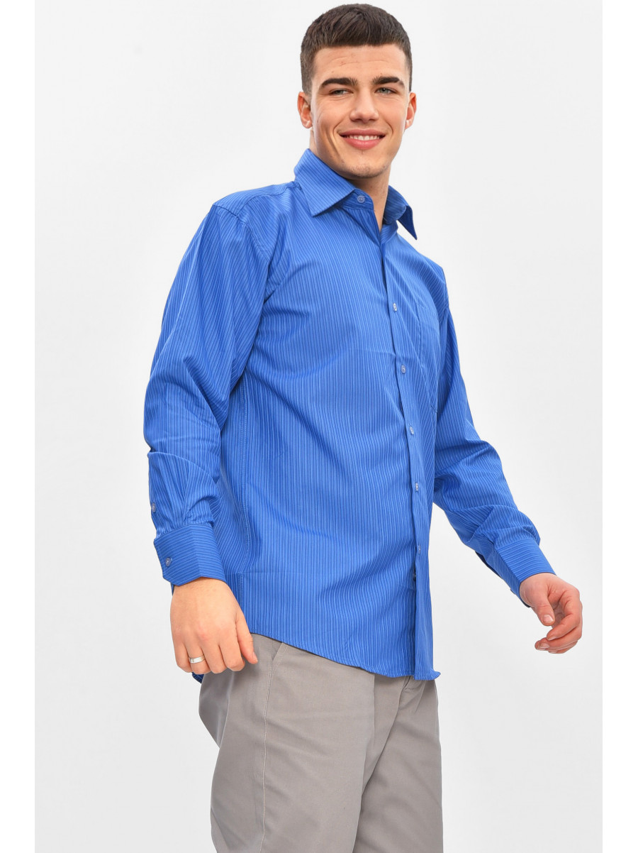 Рубашка мужская однотонная синего цвета BTT516 209467C